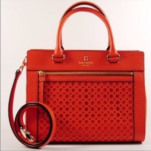 KATE SPADE ROMY PERRI LANE BUBBLES EMPIRE RED LEATHER SATCHEL